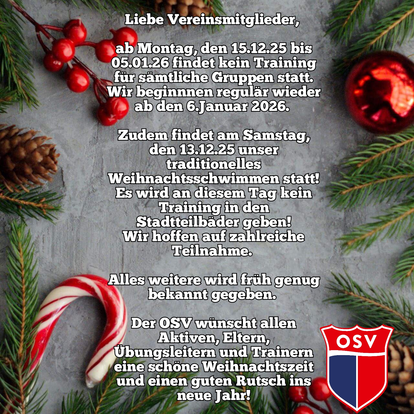 Weihnachtsschwimmen + Ferien Weihnachtsschwimmen + Ferien