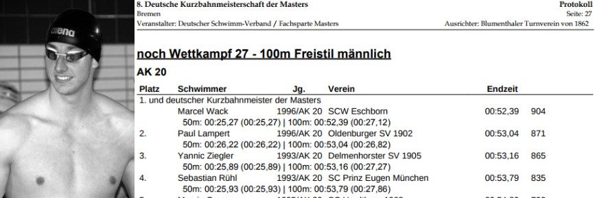 Paul Lampert neuer deutscher Vize-Kurzbahnmeister der Masters über 100m Freistil!